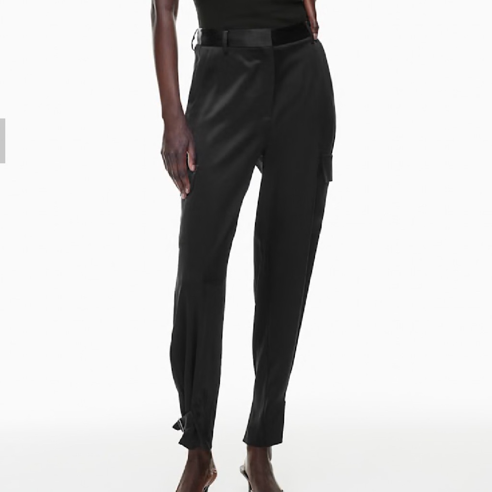 Aritzia Babaton Refined Cargo pants -black satin pants